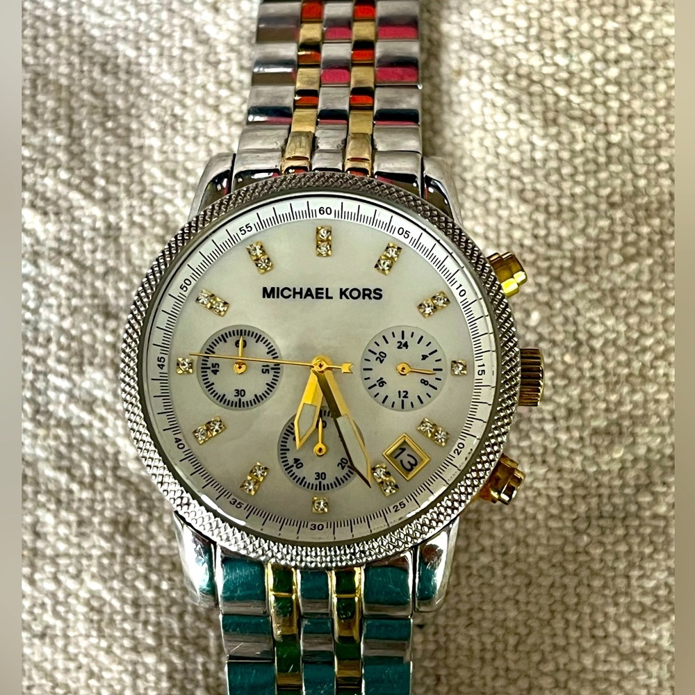Michael Kors Watch Two-Tone Chronograph with Stones